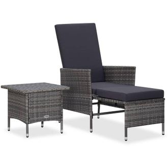 vidaXL Set De Muebles De Jard&iacute;n 2 Pzas Y Cojines Rat&aacute;n Sint&eacute;tico Gris Vidaxl