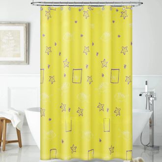 OEM Cortina De Ducha Amarilla De Poli&eacute;ster: 31,5 X 70,87 Pulgadas, Impermeable, Resistente Al Moho Y F&aacute;cil De Instalar