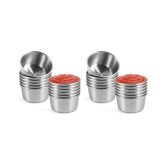 OEM Cuencos Para Salsa, Ramequines, Tazas Para Salsa, Recipientes Para Condimentos Para Postres, Para Fiestas En Casa O Restaurantes (plateado, 24 Piezas,
