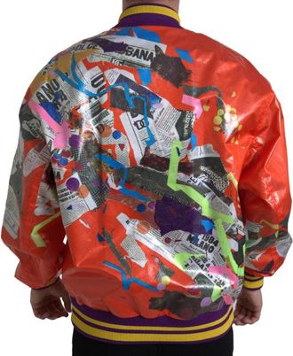 Dolce & Gabbana Mens Orange Polyester Button Blouson Jacket Clothing