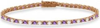Allurez Alternating Diamond & Amethyst Eternity Bracelet 14K Rose Gold (4.43ct)