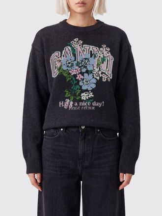 Ganni Floral Jacquard Logo Jumper in Recycled Wool Blend