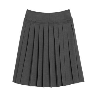Ami Geplooide midi-rok van wol - Dames - Rokken - Grijs - Maat: S Wol