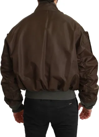 Dolce & Gabbana Brown Beaded Crown Skull Logo Mens Jacket