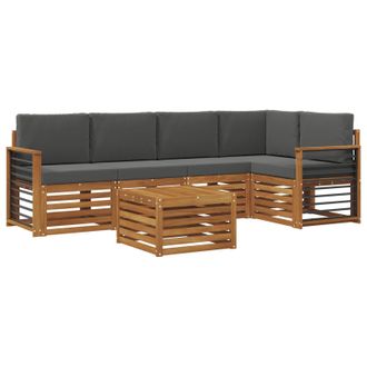 vidaXL Conjunto De Sof&aacute; Seccional Con Coj&iacute;n 6 Pcs Natural Y Antracita Vidaxl