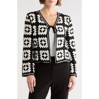Forgotten Grace Crochet Sweater Cardigan in Black/white at Nordstrom Rack, Size X-Large Regular