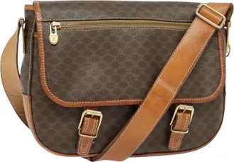 Celine Vintage Macadam Canvas Brown Canvas Backpack Bag (Pre-Owned)