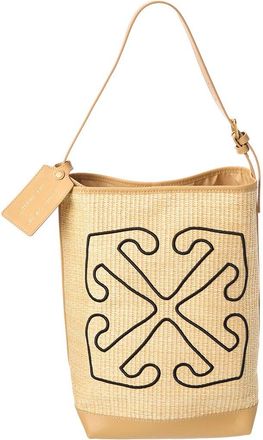 Off-white Classic Raffia & Leather Hobo Bag