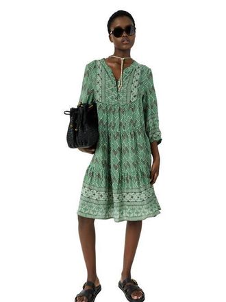 Gerard Darel Rim Geometric Tunic Knee-Length Dress in Green at Nordstrom, Size X-Large