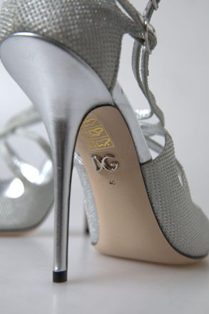 Dolce & Gabbana Silver Shimmers Sandals Heel Pumps Womens Shoes