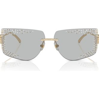 Jimmy Choo London 78mm Oversize Pillow Sunglasses in Pale Gold /Light Grey at Nordstrom