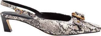 Michael Kors Jaden Kitten Slingbacks In Python-effect Leather