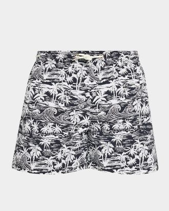 Palm Angels Men & apos;s Palm Printed Drawstring Swim Shorts