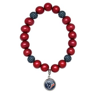 Honora Houston Texans Stretch Pearl & Crystal Bracelet In Red