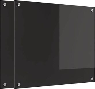 vidaXL Salpicadero De Cocina 2 Pcs Negro 70 X 60 Cm Vidrio Templado Vidaxl