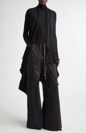 Rick Owens Open Front Virgin Wool Cardigan in Black at Nordstrom, Size X-Small