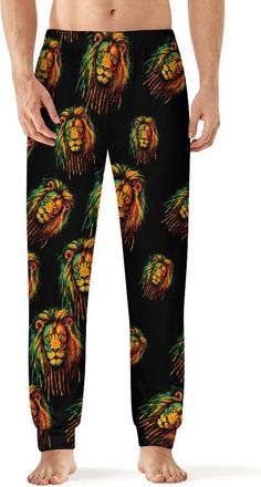 Generic Rasta Lion Jamaican Mens Pajama Pants Soft Sleep Lounge Comfy Bottoms Long Pj Pant Sleepwear XL