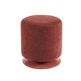 Pantone Puf de tejido de chenilla terracota y base met&aacute;lica giratoria