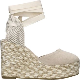 Espadrilles met Hak - Dames - Sleehakken - Beige - 39 EU - Su&egrave;de - Schoenen