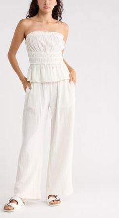 Abound Strapless Ruffle Gauze Top in Ivory at Nordstrom Rack, Size X-Small