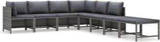 vidaXL Set De Muebles De Jard&iacute;n 8 Pzas Y Cojines Rat&aacute;n Sint&eacute;tico Gris Vidaxl