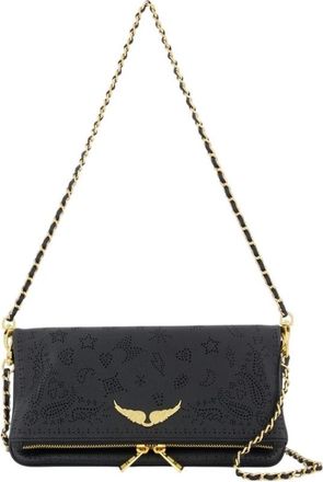 Zadig&Voltaire Rock Perfo Schoudertas - Dames - Schoudertassen - Zwart - ONE Size - Leer - Tassen