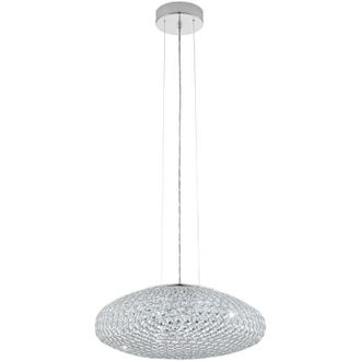 Eglo Eglo - Lampadario a Sospensione Moderno Clemente Acciaio Cromo Cristallo 3 Luci E27