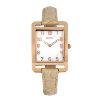 Bertha Sunglasses Womens Marisol Swiss MOP Leather-Band Watch - Cream Stainless Steel - One Size