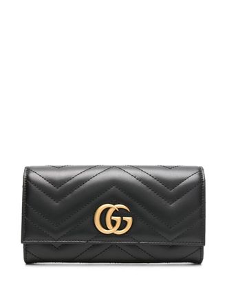 Gucci GG Marmont leren portemonnee - Zwart
