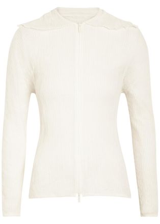 Issey Miyake Twist Pleated Semi-sheer Chiffon top - White - 2