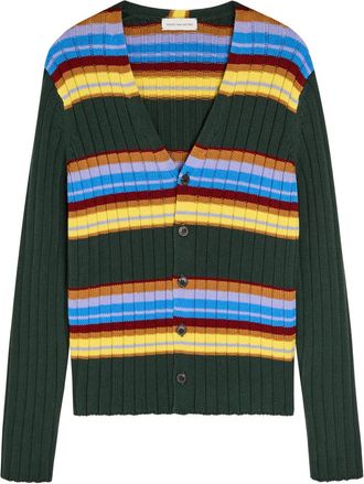 Dries Van Noten Modify Striped Cotton and Wool-blend Cardigan - Multicoloured 1 - XL