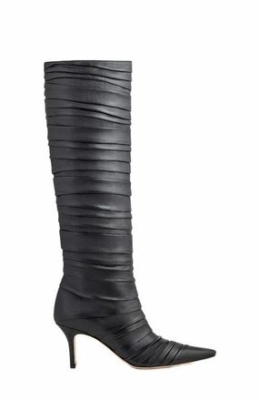 Neil J. Rodgers Plisse Knee Boot in Black Nappa at Nordstrom, Size 37.5