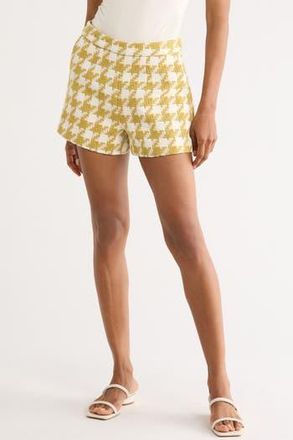 L'agence Ashton Tweed Shorts in Ceylon Yellow/ivory Houndstoot at Nordstrom Rack, Size 18