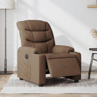 vidaXL Vidaxl - Sill&oacute;n Reclinable El&eacute;ctrico De Tela Marr&oacute;n