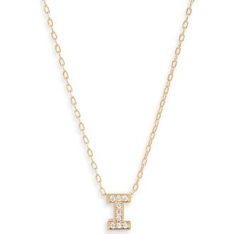 Nordstrom Pav&eacute; Cubic Zirconia Initial Necklace in I- Clear- Gold at Nordstrom