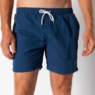 Duck Head Mens Sailport Solid Swim Short In Dark Indigo
