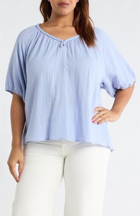 Beach Lunch Lounge Xyla Cotton Gauze Top in Light Denim at Nordstrom, Size 1 X