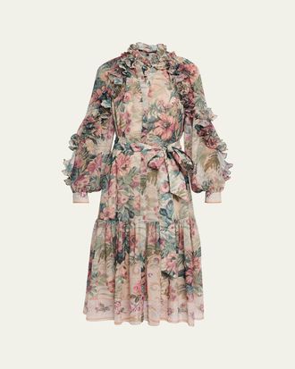 Kobi Halperin Amanda Floral-Print Ruffle Midi Dress