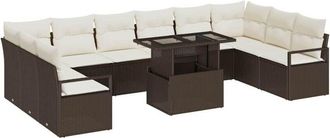 vidaXL Vidaxl - Garden Sofa Set Manual 11 pcs Brown and cream 100 x 55 x 73 cm