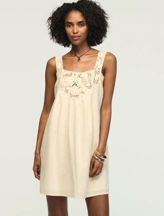 Lucky Brand Womens Crochet Shift Mini Dress