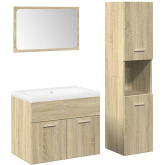 vidaXL Juego De Muebles De Ba&ntilde;o 4 Pzas Contrachapada Roble Sonoma Vidaxl