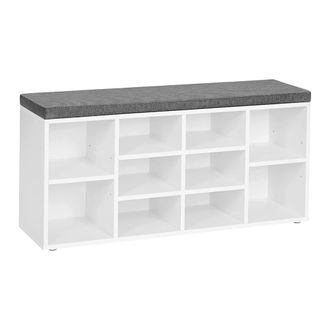 Calicosy Banco para zapatos blanco 10 Compartimentos con Coj&iacute;n - L104 cm