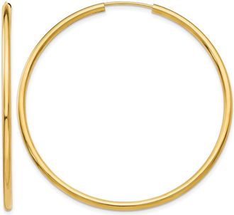 Diamond2Deal 14k Yellow Gold Round 2mm Hoop Earrings 45 mm