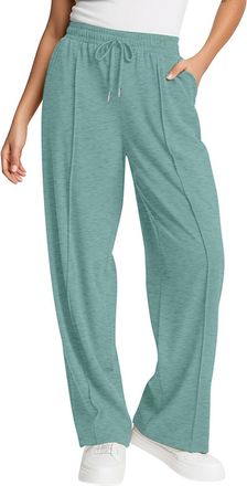 Generic Joggers for Women Baggy Elasticated Waist Sweatpants Ladies Wide Leg Gym Yoga Lounge Trousers Plain Cozy Soft Jogging Bottoms with Pockets Mint Green
