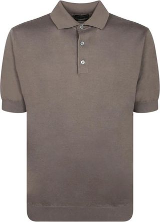 Dell'Oglio Bruine Polo Shirt Klassieke Stijl - Heren - Polos - Bruin - 4XL - Katoen - Tops