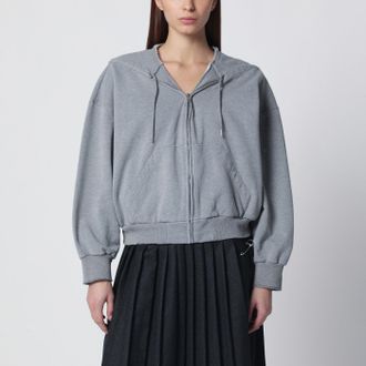 Maison Margiela Felpa con zip e coulisse in cotone grigia