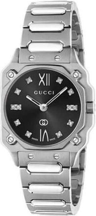 Gucci G-Flat Quartz Black Dial Ladies Watch YA166507