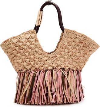 Zimmermann Goldentime Small Fringed Raffia Tote bag - Natural - One Size