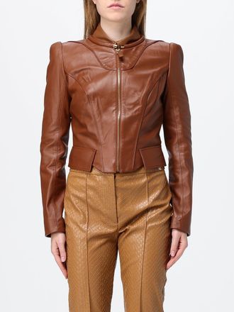 Elisabetta Franchi Giacca biker slim fit in pelle ovina con zip
