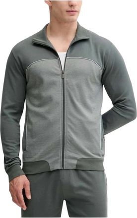 HUGO BOSS Zip-through Jas - Heren - Vesten met rits - Groen - M - Katoen - Hoodies & sweatvesten